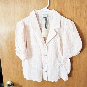 Breath of Youth Blush Pink Women's Puff Sleeve Cottagecore Balletcore Top Blouse